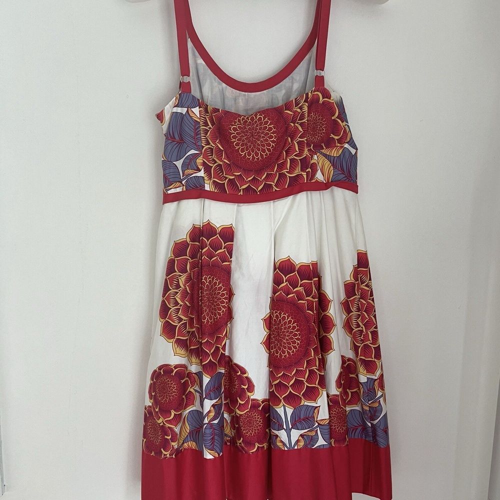 Nine West Cotton Floral Spaghetti Strap Sun Dress Lined 10